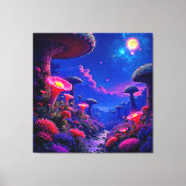 Enchanted Mushroom Forest Night Design Canvas Afdruk (Voorkant)