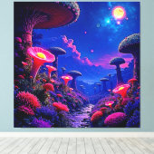 Enchanted Mushroom Forest Night Design Canvas Afdruk (Insitu (Houten vloer))
