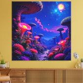 Enchanted Mushroom Forest Night Design Canvas Afdruk (Insitu (Woonkamer))
