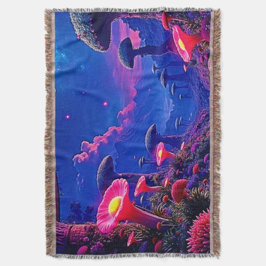 Enchanted Mushroom Forest Night Design Deken (Voorkant Verticaal)