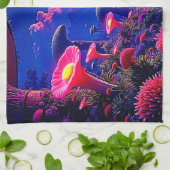 Enchanted Mushroom Forest Night Design Theedoek (Gevouwen)