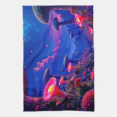 Enchanted Mushroom Forest Night Design Theedoek (Verticaal)