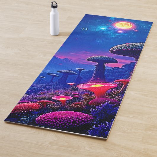 Enchanted Mushroom Forest Night Design Yogamat (In situ)