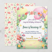 Enchanted Mushroom Forest Verjaardag uitnodiging (Voorkant / Achterkant)