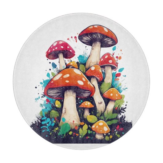 Enchanted Mushroom Meadow: een grillig wonderland Snijplank (Voorkant)