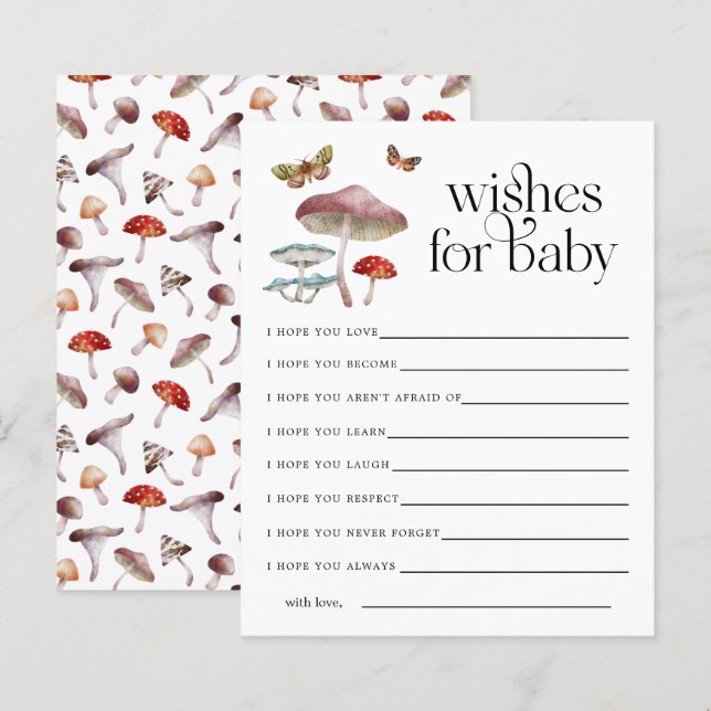 Enchanted Mushroom Wishes voor Baby Kaart (Voorkant / Achterkant)