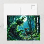 Enchanted nature guardian feeding a baby fawn briefkaart (Voorkant / Achterkant)