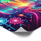 Enchanted Neon Forest: levendige gloeiende bomen Poster (Hoek)