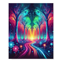 Enchanted Neon Forest: levendige gloeiende bomen