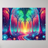 Enchanted Neon Forest - Stralende gloeiende bomen Poster (Voorkant)