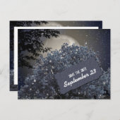 Enchanted Night Blue Tree Bewaar de datum Aankondigingskaart (Voorkant / Achterkant)