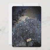 Enchanted Night Blue Tree Lights Wedding Invite Kaart (Achterkant)