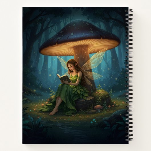 Enchanted Night Fairy Reading a Book Notebook Notitieboek (Achterkant)