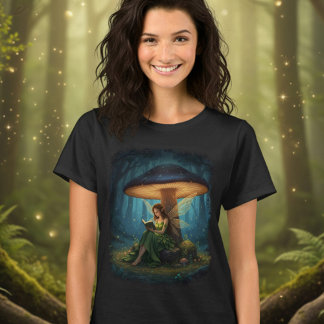 Enchanted Night Fairy Reading a Book T-shirt