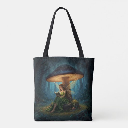 Enchanted Night Fairy Reading a Book Tote Bag (Achterkant)