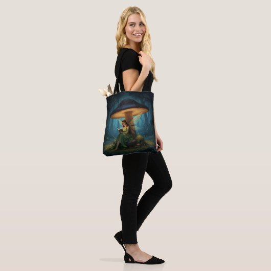 Enchanted Night Fairy Reading a Book Tote Bag (Op model)
