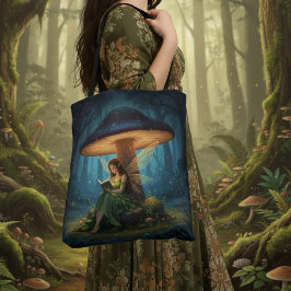 Enchanted Night Fairy Reading a Book Tote Bag