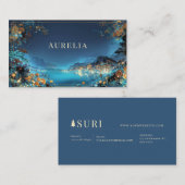 Enchanted Night Floral Cityscape Lake Gold Frame Visitekaartje (Voorkant / Achterkant)