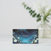 Enchanted Night Floral White Rose and Teal Lake Visitekaartje (Staand voorkant)