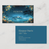 Enchanted Night Landscape Gold Rose Floral Palace Visitekaartje (Voorkant / Achterkant)