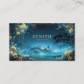 Enchanted Night Landscape Gold Rose Floral Palace Visitekaartje (Voorkant)
