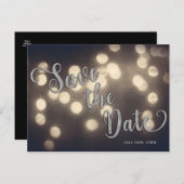 Enchanted Night Lights Elegant Save the Date Aankondigingskaart (Voorkant / Achterkant)