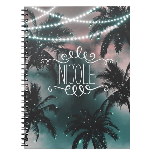 Enchanted Night Sky Evening Beach Lights Journal Notitieboek (Voorkant)