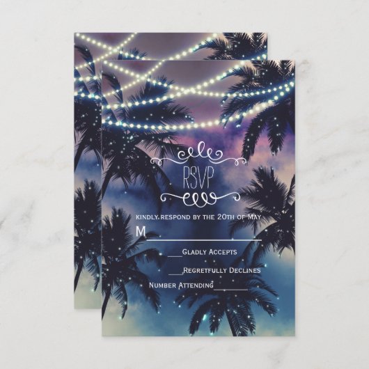 Enchanted Night Sky Evening Beach Lights RSVP (Voorkant / Achterkant)