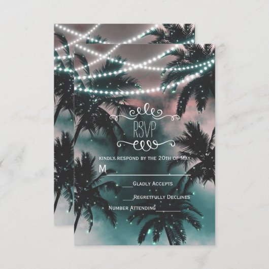Enchanted Night Sky Evening Beach Lights RSVP (Voorkant / Achterkant)