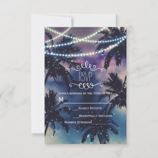 Enchanted Night Sky Evening Beach Lights RSVP Kaartje (Voorkant)