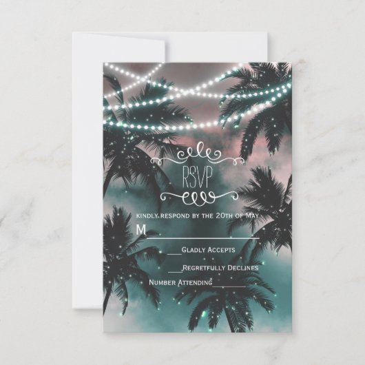 Enchanted Night Sky Evening Beach Lights RSVP Kaartje (Voorkant)