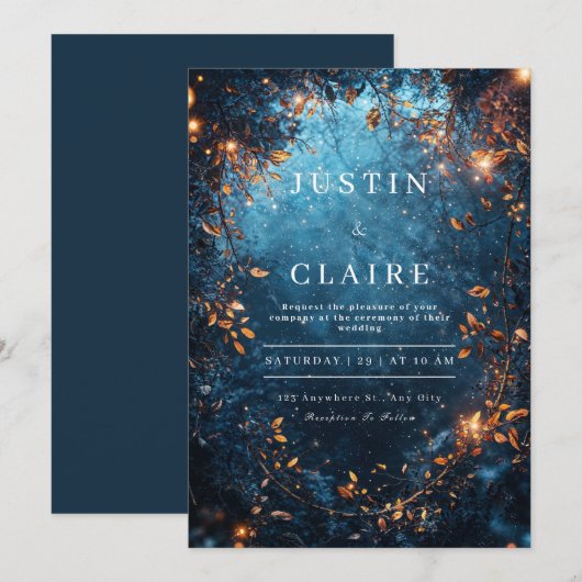Enchanted Night Sky Huwelijksuitnodiging Kaart (Voorkant / Achterkant)