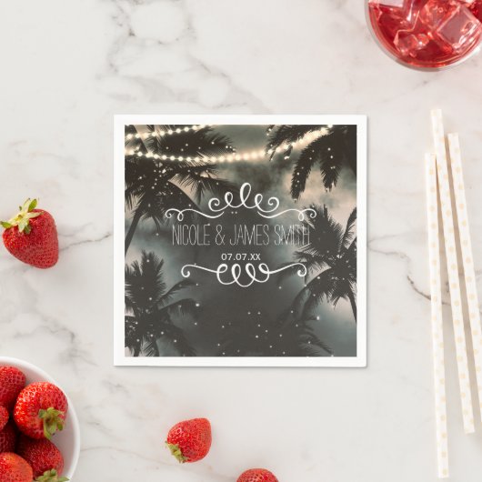 Enchanted Night Sky Palm Trees & String Lights Servet (Insitu)