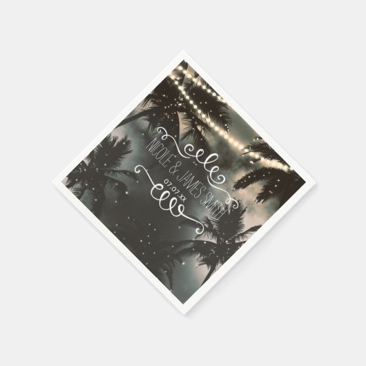 Enchanted Night Sky Palm Trees & String Lights Servet (Hoek)
