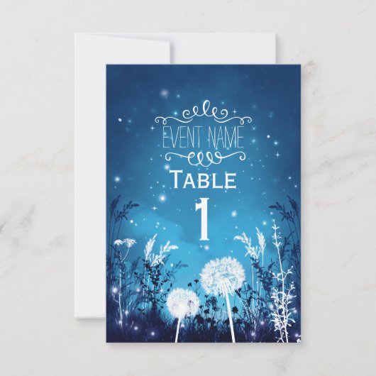 Enchanted Night Sky Stars & Foliage Blue RSVP-kaar RSVP Kaartje (Voorkant)