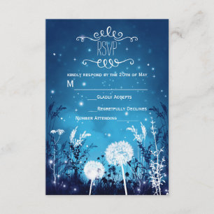 Enchanted Night Sky Stars & Foliage Blue RSVP-kaar RSVP Kaartje