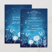 Enchanted Night Sky Stars & Foliage Blue RSVP-kaar RSVP Kaartje (Voorkant / Achterkant)