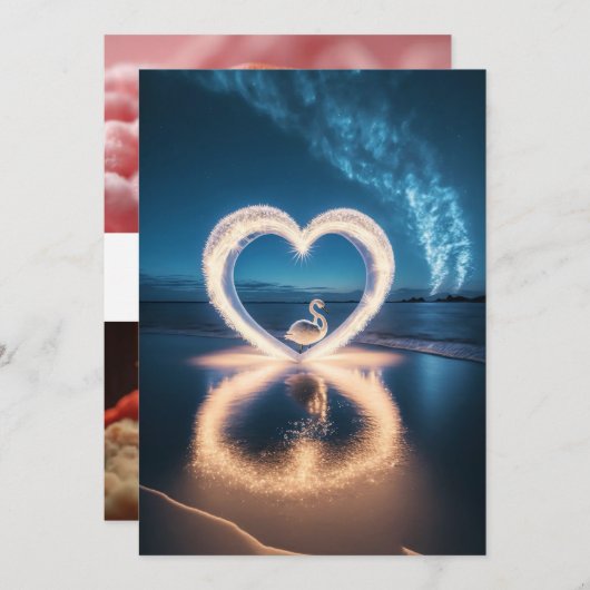 Enchanted Night: Starlight Reflection Wedding Kaart (Voorkant / Achterkant)