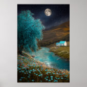 Enchanted Nightscape - Droomachtige Rivierscène Poster (Voorkant)