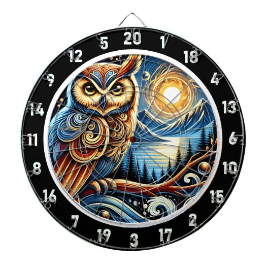 Enchanted Nocturnal Owl Dartboard Design Dartbord (Voorkant)