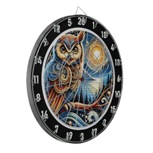 Enchanted Nocturnal Owl Dartboard Design Dartbord (Voorkant Links)