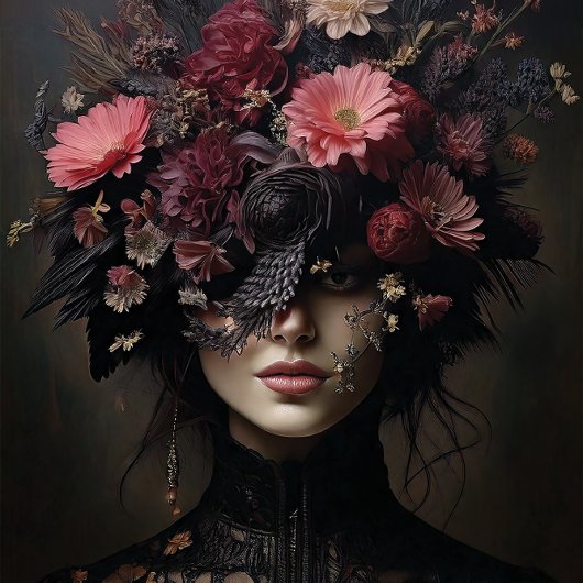 Enchanted Noir - Gotische Bloemengodin Decoupage Tissuepapier