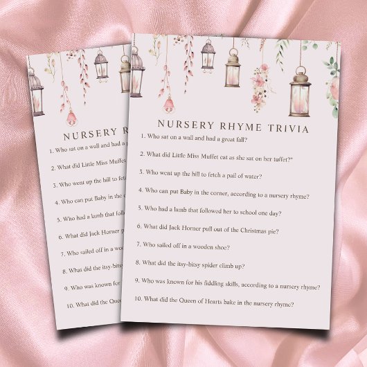 Enchanted Nursery Rhyme Trivia Baby shower Game Informatiekaartje