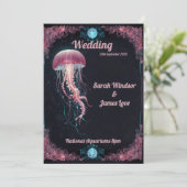 Enchanted Ocean Elegance: een mystieke bruiloft Kaart (Staand voorkant)