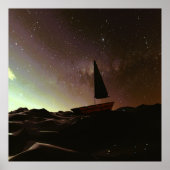 Enchanted Ocean Waves Galaxy Night Sky Cosmic Boat Poster (Voorkant)