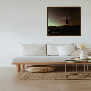 Enchanted Ocean Waves Galaxy Night Sky Cosmic Boat Poster