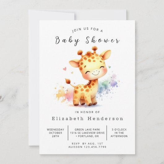 Enchanted Online Giraffe Baby shower Kaart (Voorkant)