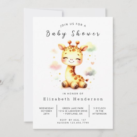 Enchanted Online Giraffe Baby shower Kaart (Voorkant)