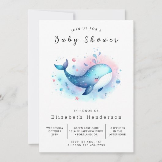 Enchanted Online Whale Baby shower Kaart (Voorkant)