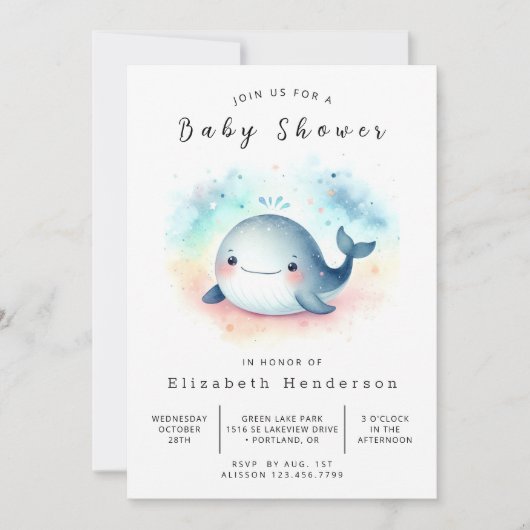 Enchanted Online Whale Baby shower Kaart (Voorkant)